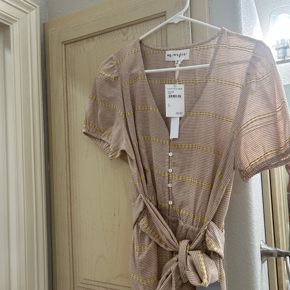 Majorelle Striped Tan and Yellow Blouse